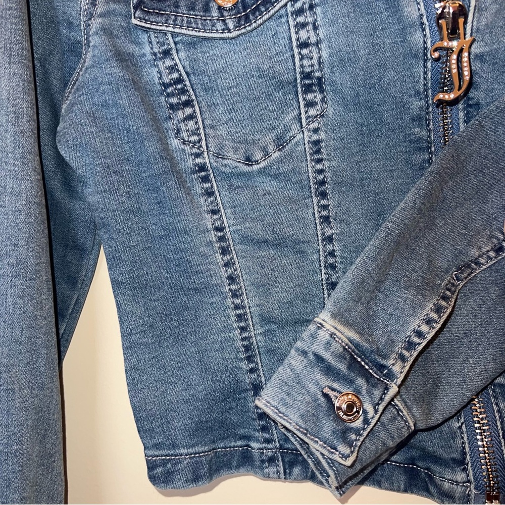 Juicy Couture Corset Trucker Denim Jacket Rhinestone Back S NWT - Picture 12 of 16